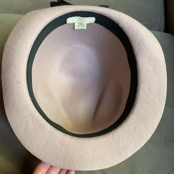 Urban Outfitters Pins & Needles Wool Mauve Hat Brown Grosgrain Ribbon Bow - Picture 5 of 6